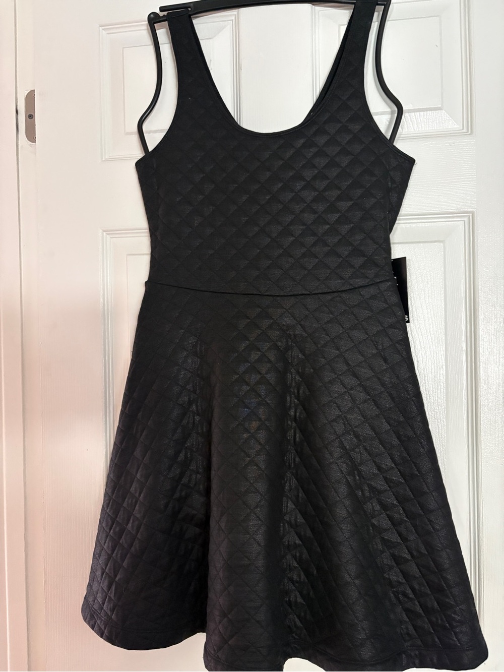 Express Black Quilted Fit-and-Flare Dress